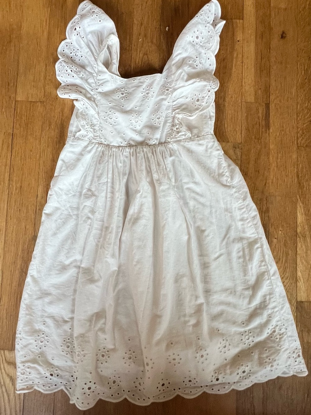 H&M White Eyelet Flutter-Sleeve Girls Dress